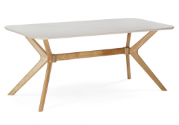 Керамический стол Unika 180x80 белый спеченный камень / светлое дерево (80x75,5)