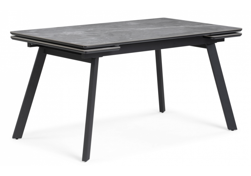 Керамический стол Норман 140(200)х80 серый мрамор larka grey / черный (80x75). 