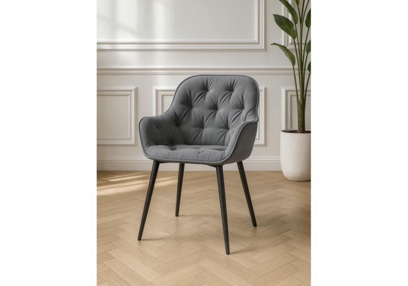 Стул на металлокаркасе Олму серый / черный (59x60x83)