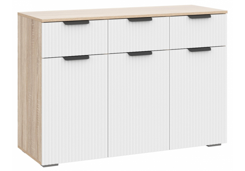 Комод Стокгольм КМ03-1200 дуб сонома / line софт пломбир (120x45,4x83,8). 