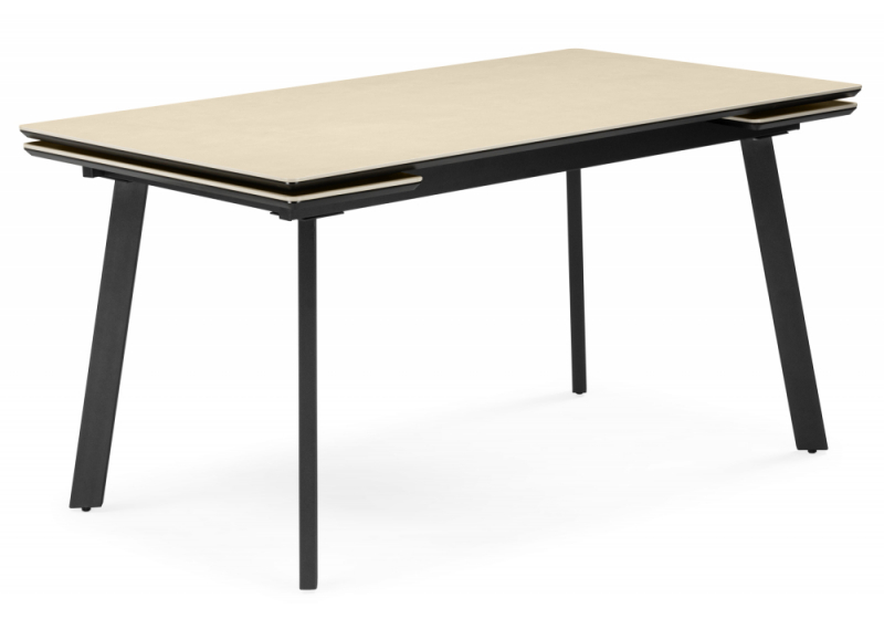 Керамический стол Норман 120(180)х80 okara light yellow / черный (80x75). 